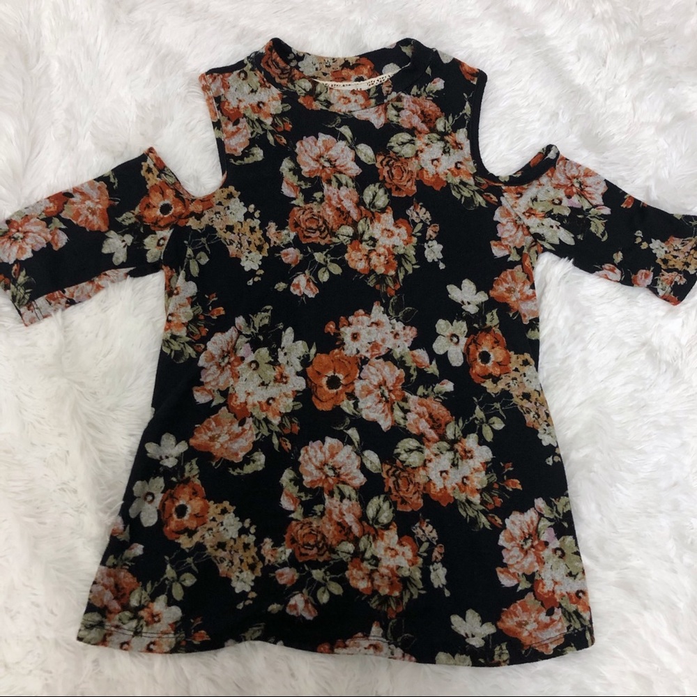 Haute Monde Floral Cold Shoulder Top